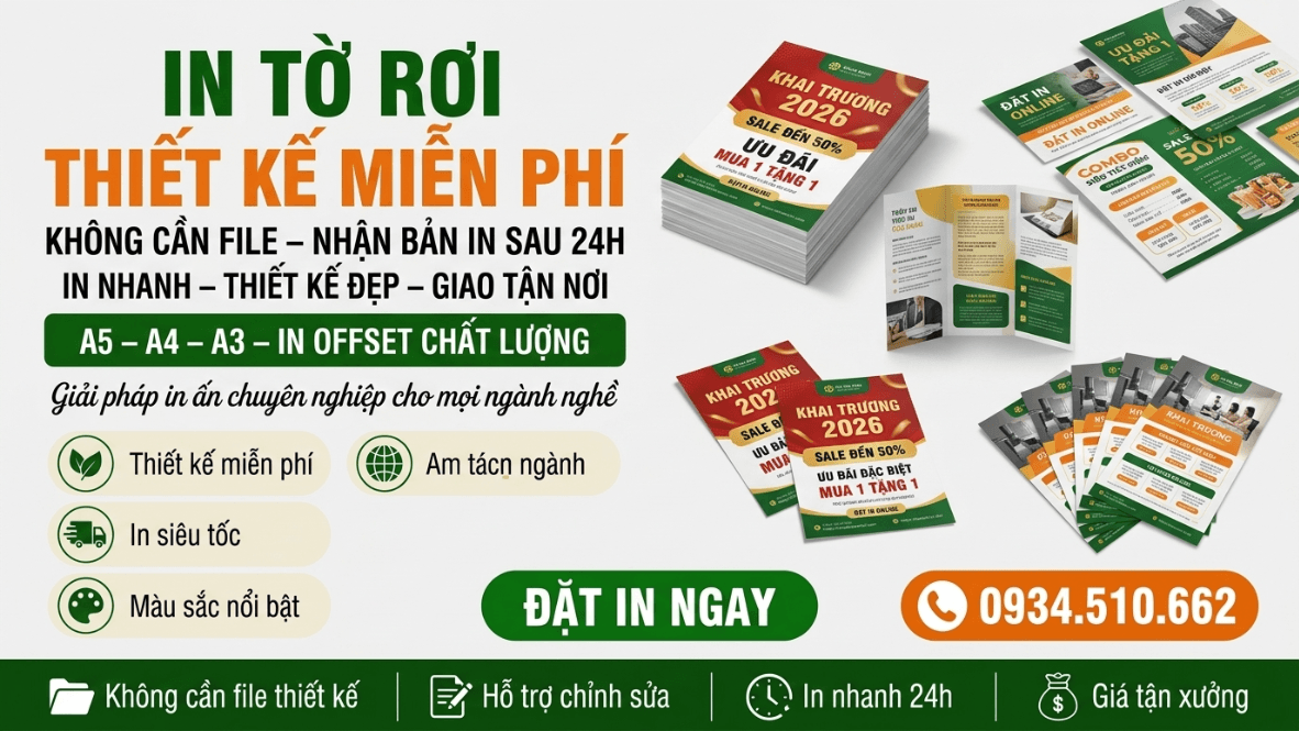 In Tờ Rơi Thiết Kế Miễn Phí - Không Cần File, Nhận Bản In Sau 24h