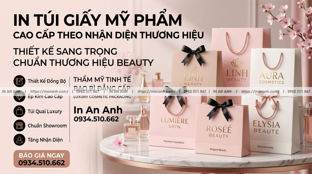 In Túi Giấy Mỹ Phẩm Theo Bộ Nhận Diện