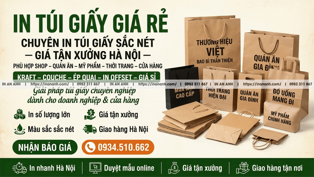In Túi Giấy Giá Rẻ — Chuyên In Túi Giấy Sắc Nét, Giá Tận Xưởng Hà Nội