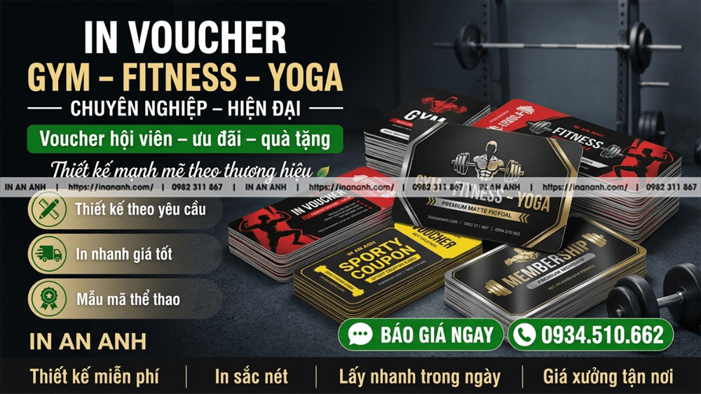 In Voucher Phòng Gym – Fitness – Yoga Chuyên Nghiệp