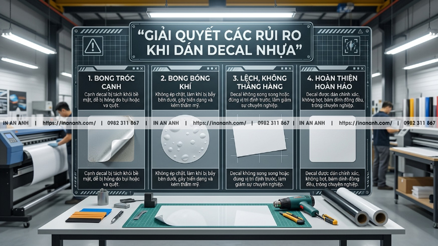Khắc phục 3 rủi ro thường gặp khi sản xuất và dán decal nhựa tại xưởng in thiếu kinh nghiệm