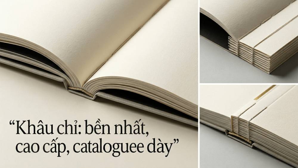 Khâu Chỉ: Bền Nhất Cho Catalogue Dày Cao Cấp
