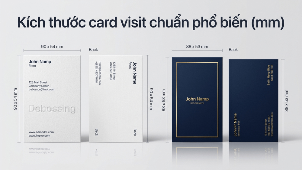 Kích Thước Card Visit Chuẩn Phổ Biến (mm)
