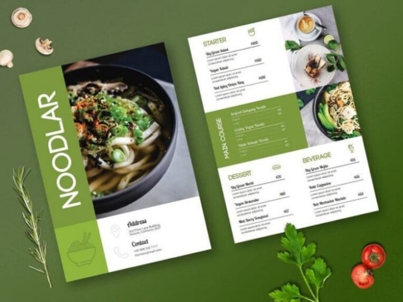 Kích thước menu chuẩn