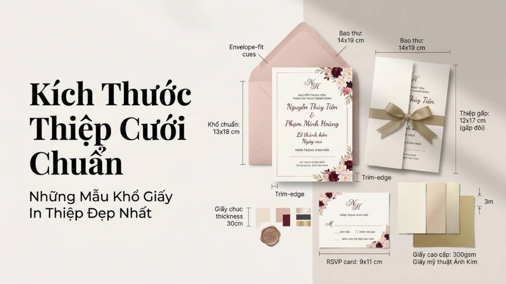 Kích Thước Thiệp Cưới Chuẩn Và Những Mẫu Khổ Giấy In Thiệp Đẹp Nhất