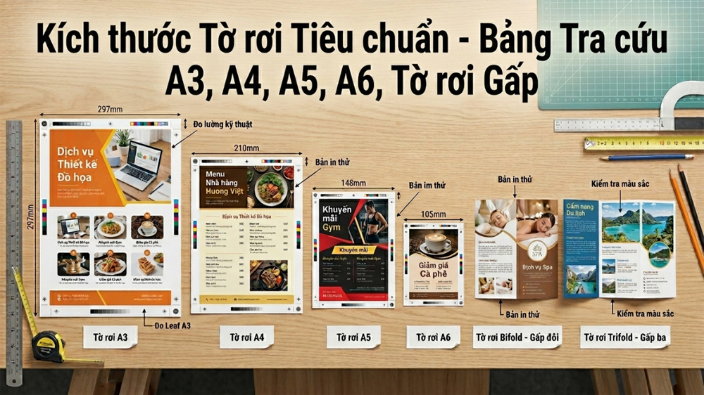 Kích Thước Tờ Rơi Chuẩn Bảng Tra Cứu A3-A4-A5-A6 Tờ Gấp