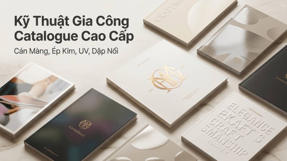 Kỹ Thuật Gia Công Catalogue Cao Cấp: Cán Màng, Ép Kim, UV, Dập Nổi