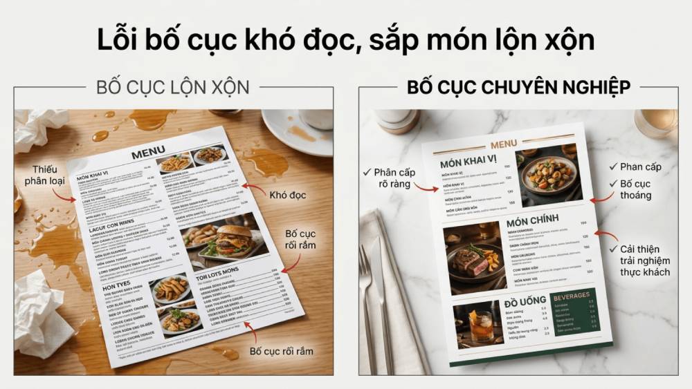 Lỗi Bố Cục Khó Đọc, Sắp Món Lộn Xộn