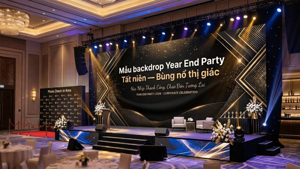 Mẫu Backdrop Year End Party, Tất Niên Bùng Nổ Thị Giác