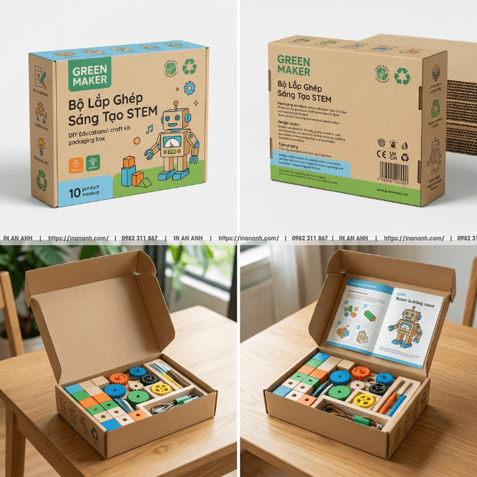 Mẫu hộp carton sóng đựng hàng mẫu B2B nắp gài ngược ivory nhỏ gọn