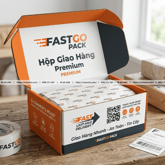 Mẫu hộp carton sóng giao hàng siêu tốc hộp cuộn duplex