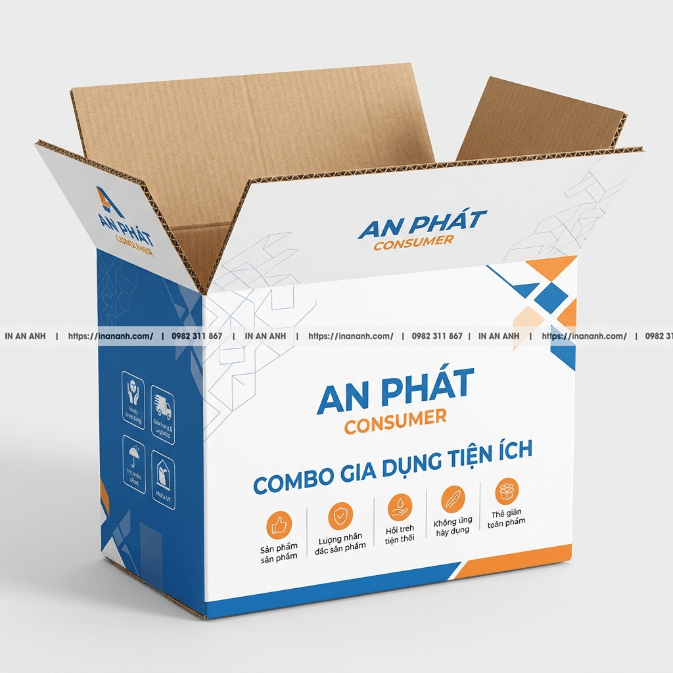 Mẫu hộp carton sóng kho vận đáy tự khóa duplex màu