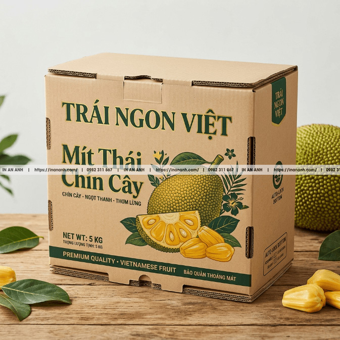 Mẫu hộp carton sóng đựng mít đáy tự khóa kraft
