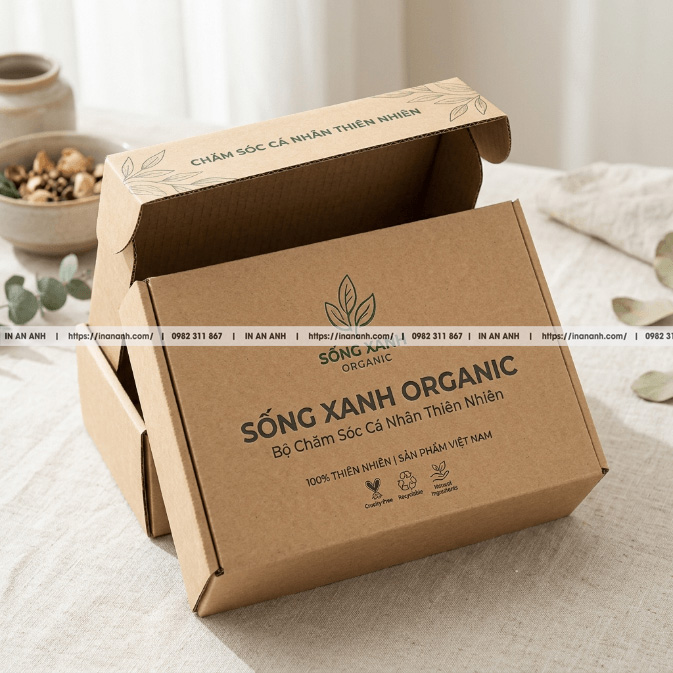 Mẫu hộp carton sóng D2C N-shiki kraft nâu