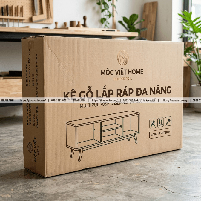 Mẫu hộp carton sóng đựng đồ gỗ lắp ráp đáy khóa tay