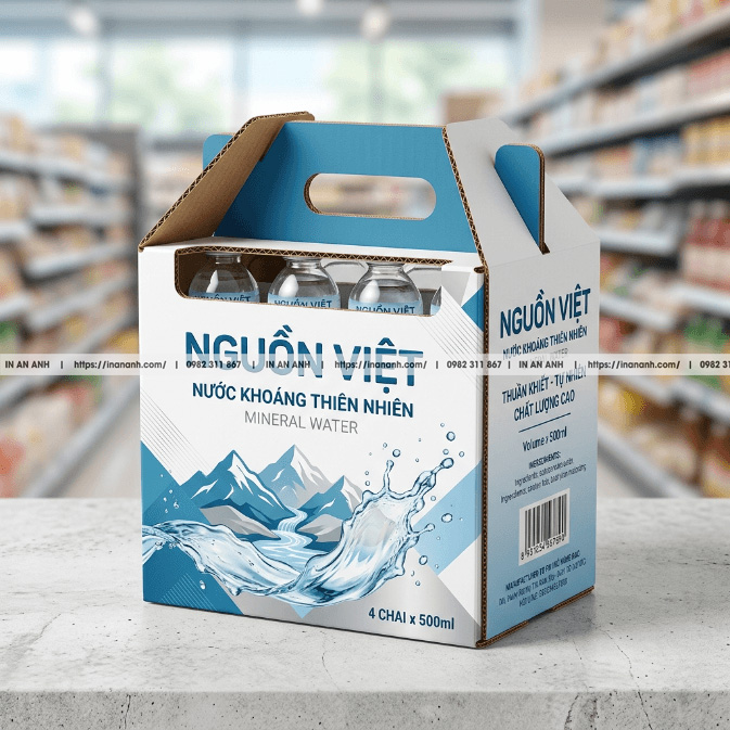Mẫu hộp carton sóng đựng nước lọc đáy khóa tay duplex