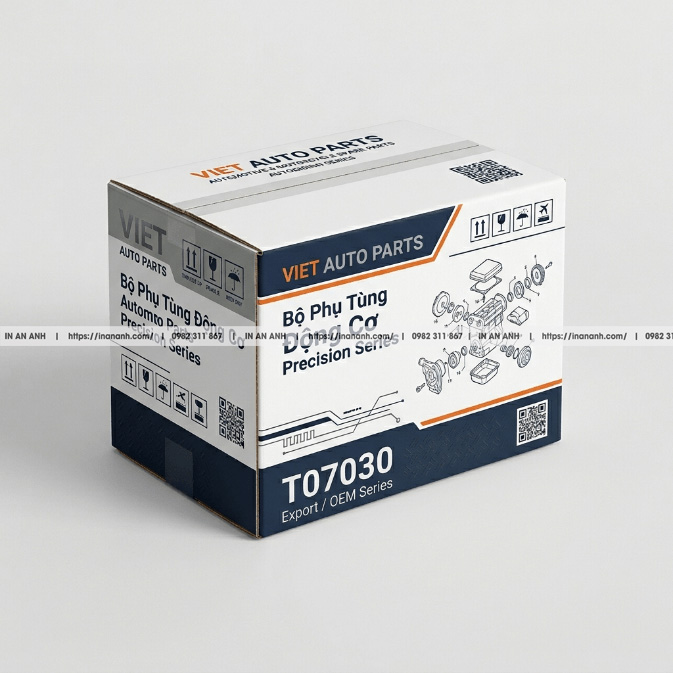 Mẫu hộp carton sóng đựng phụ tùng ô tô xe máy đáy khóa tay nhiều lớp
