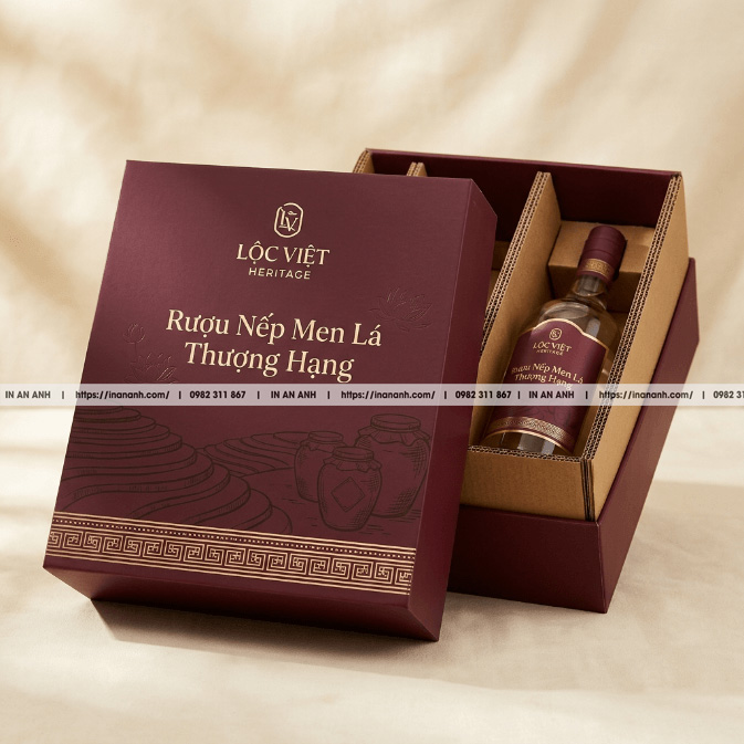 Mẫu hộp carton sóng đựng rượu âm dương duplex vách chia ngăn