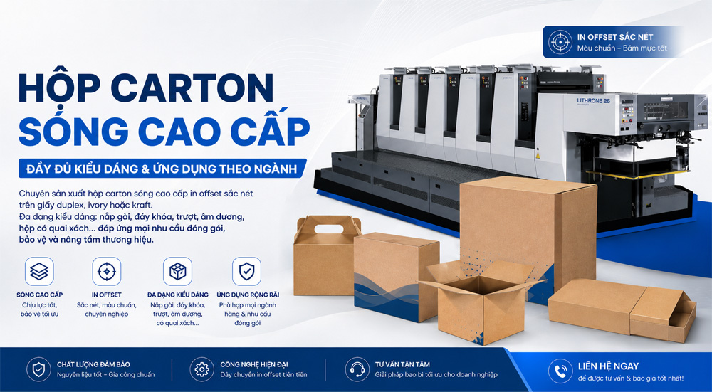 Mẫu Hộp Carton Sóng Cao Cấp: Đầy Đủ Kiểu Dáng Và Ứng Dụng Theo Ngành