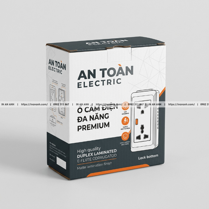 Mẫu hộp carton sóng đựng bóng đèn ổ cắm đáy khóa tay