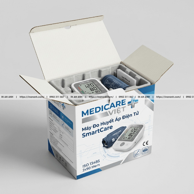 Mẫu hộp carton sóng đựng thiết bị y tế đáy khóa tay
