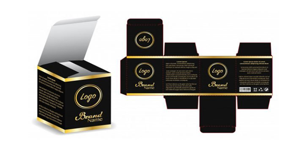 Mẫu hộp màu đen logo nổi