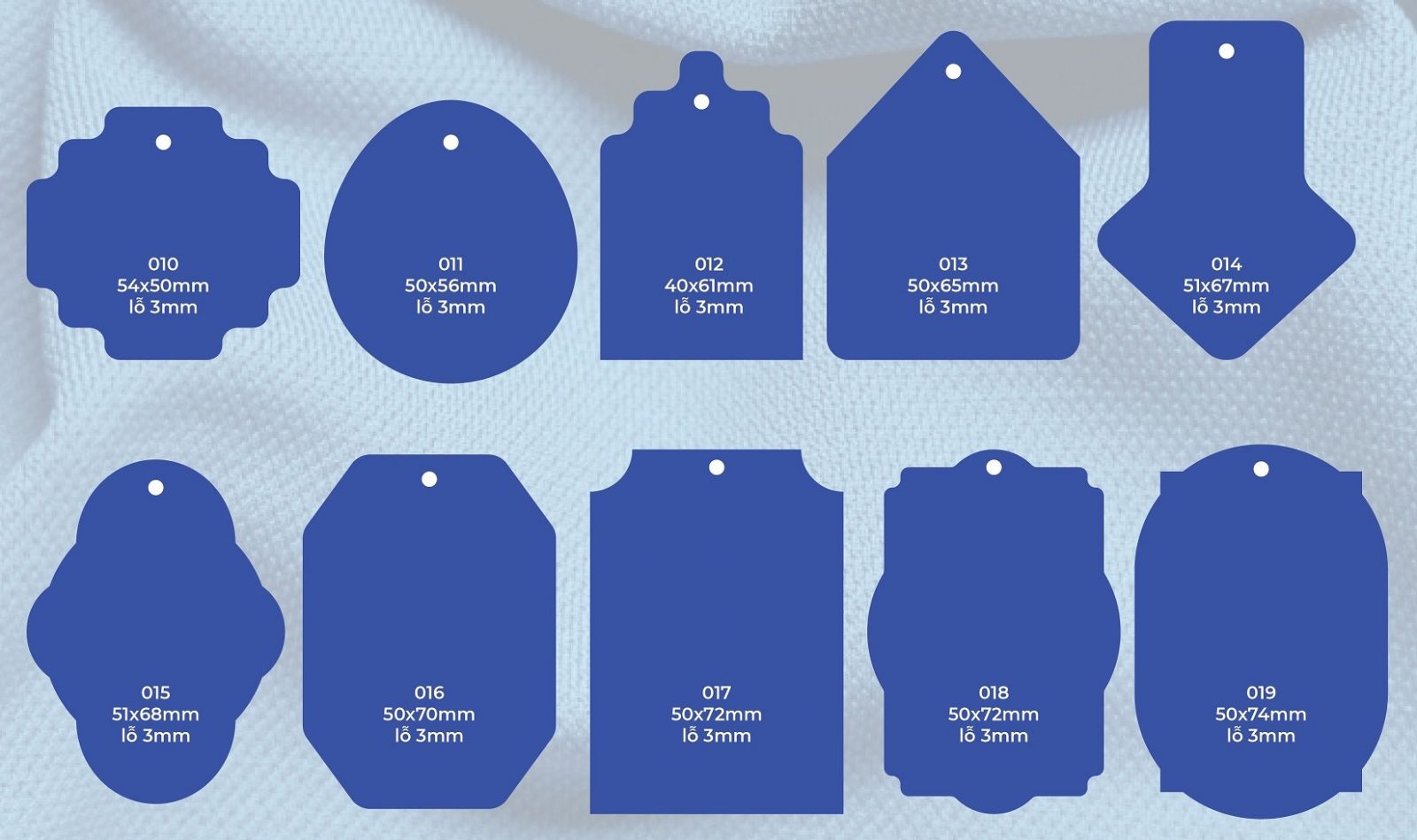Mẫu tag quần áo hình chuông, oval, vát cạnh