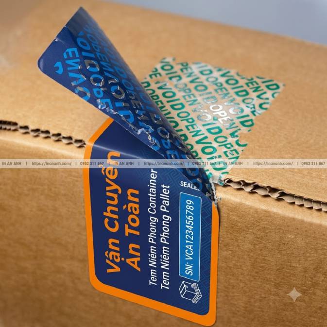 Mẫu Tem Niêm Phong Container, Pallet Xuất Hàng — Decal Vỡ Chống Bóc, Mã Số Serial Riêng