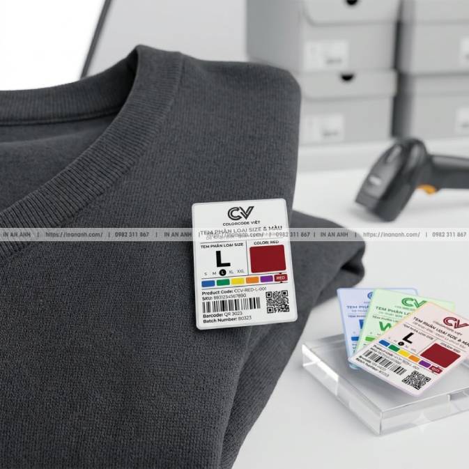 Mẫu Tem Phân Loại Size, Màu Sắc Sản Phẩm — Decal Giấy Nhỏ Nhiều Màu Theo Mã