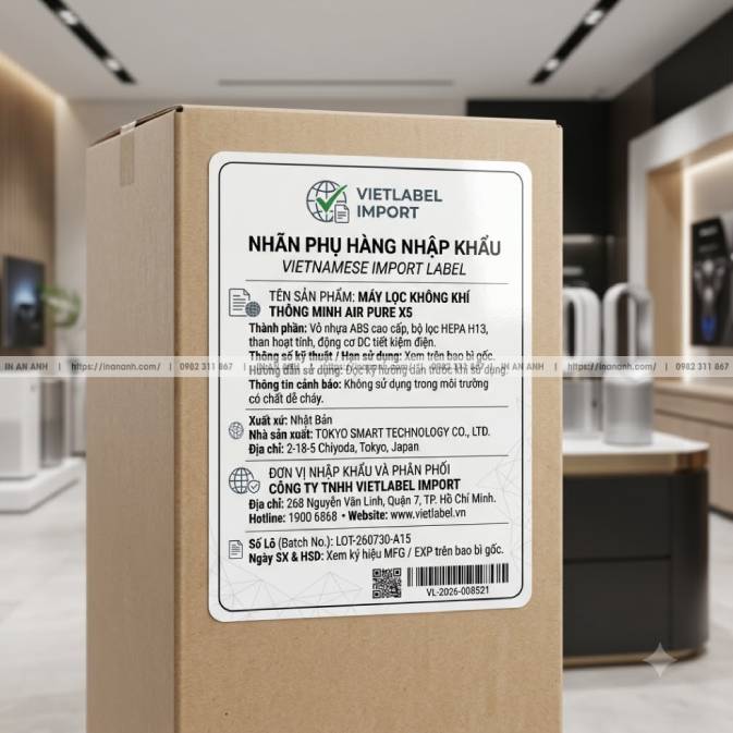 Mẫu Tem Phụ Sản Phẩm Nhập Khẩu — Decal Giấy Trắng, Thông Tin Tiếng Việt Theo Quy Định