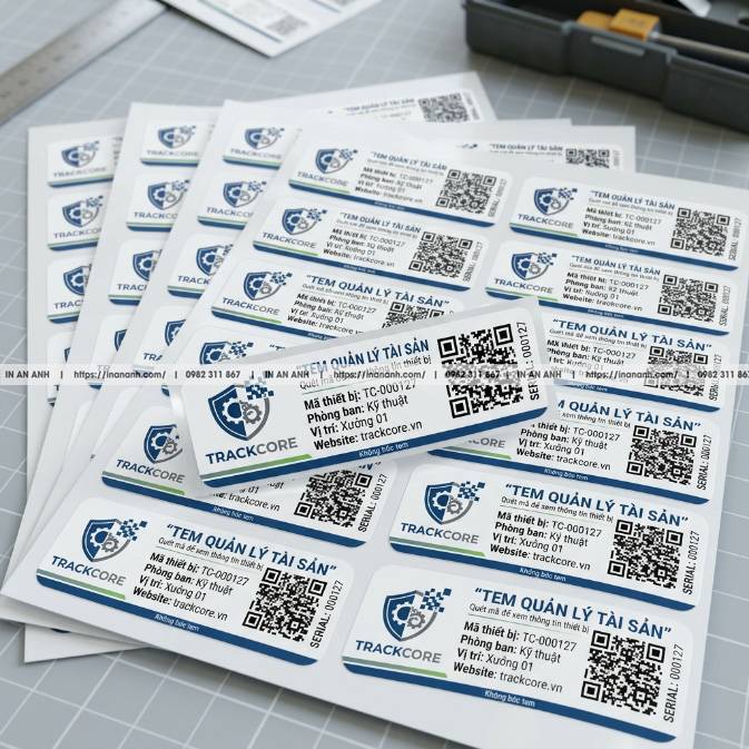 Mẫu Tem QR Code Truy Xuất Nguồn Gốc — Decal Giấy Trắng, Mã Vạch Sắc Nét Dễ Quét