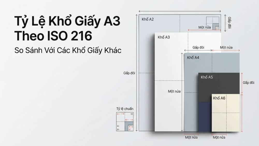 Mối quan hệ tỷ lệ giữa khổ giấy a3 và các loại khổ giấy khác theo tiêu chuẩn ISO 216