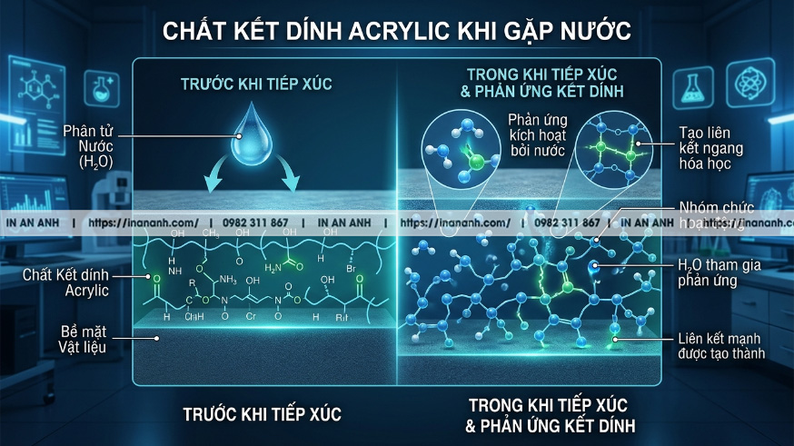 Nguyên Lý Động Học Của Lớp Keo Acrylic Khi Tiếp Xúc Nước
