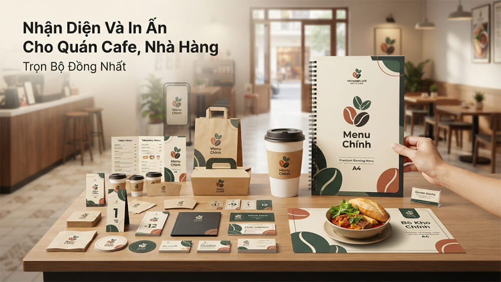 Nhận Diện Và In Ấn Cho Quán Cafe, Nhà Hàng - Trọn Bộ