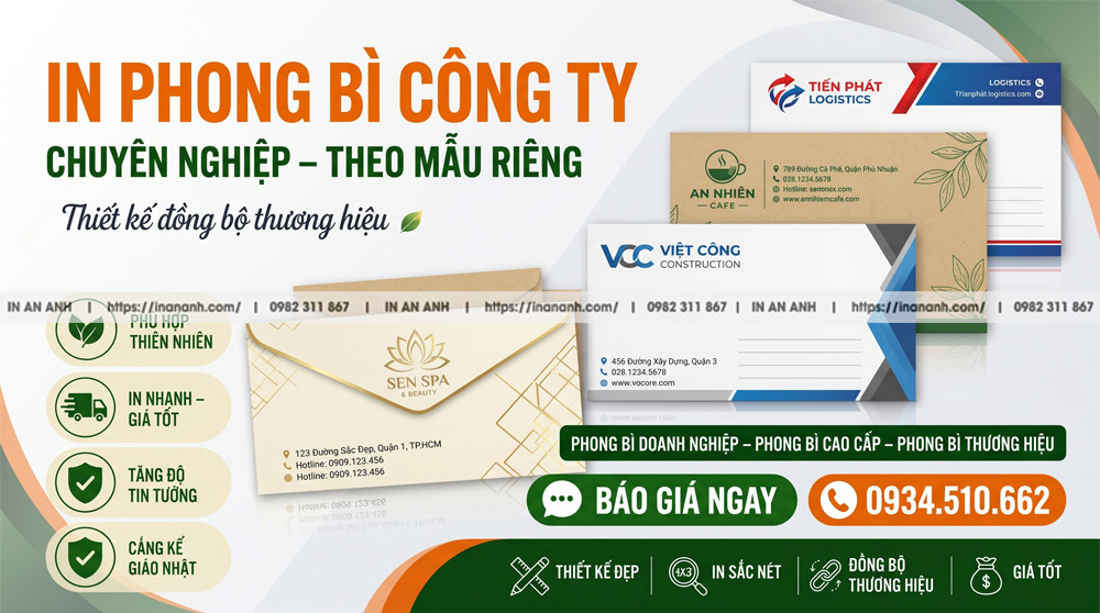 In Phong Bì Công Ty Theo Bộ Nhận Diện - Chuyên Nghiệp, Đồng Bộ Thương Hiệu