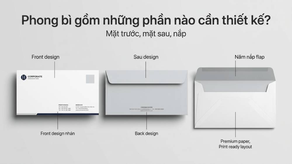 Phong Bì Gồm Những Phần Nào? Cần Thiết Kế Mặt Trước, Mặt Sau, Nắp Phong Bì Ra Sao?
