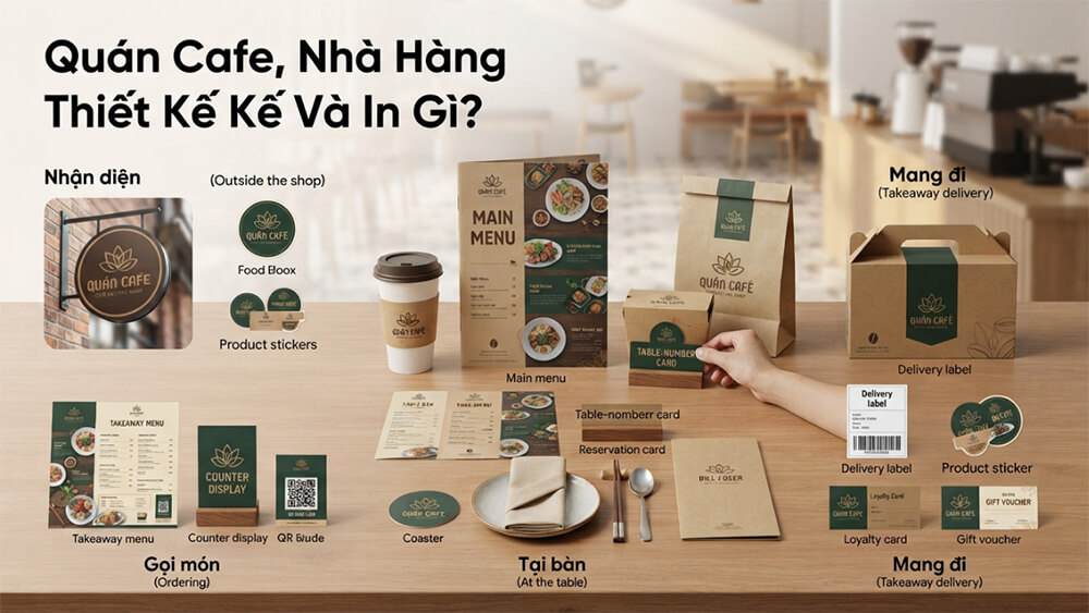 Quán cafe, nhà hàng cần thiết kế & in gì?