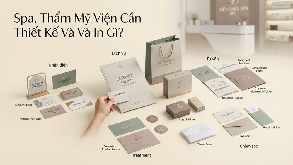 Spa, thẩm mỹ cần thiết kế & in gì?