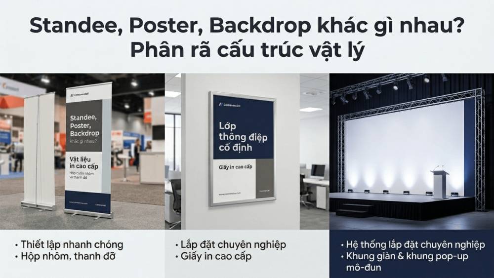 Standee, Poster, Backdrop Khác Gì Nhau? Phân Tích Cấu Trúc Vật Lý