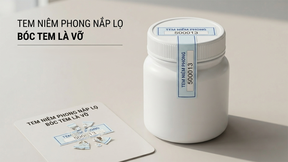 Tem Niêm Phong Nắp Lọ Decal Vỡ Chống Bóc