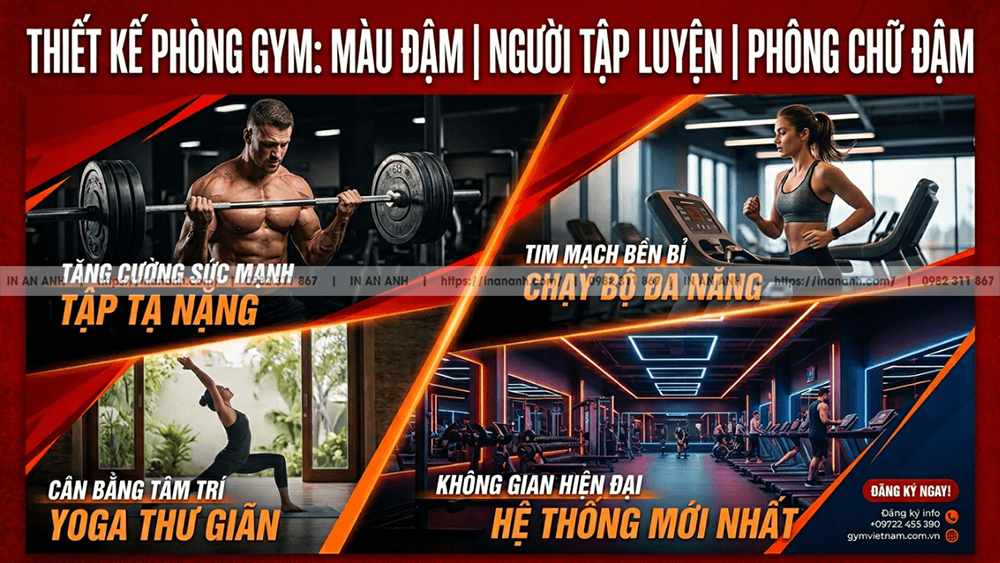 Thiết Kế Gym: Màu Đậm, Ảnh Người Tập Và Bold Font