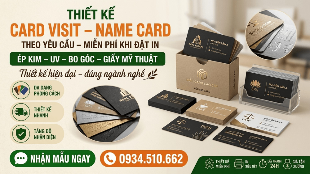 Thiết Kế Card Visit, Name Card Theo Yêu Cầu - Miễn Phí Khi Đặt In