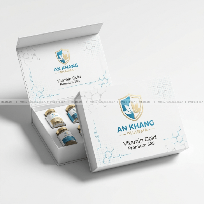 Hộp cứng đựng dược phẩm âm dương khay carton chia ngăn in thông tin liều dùng