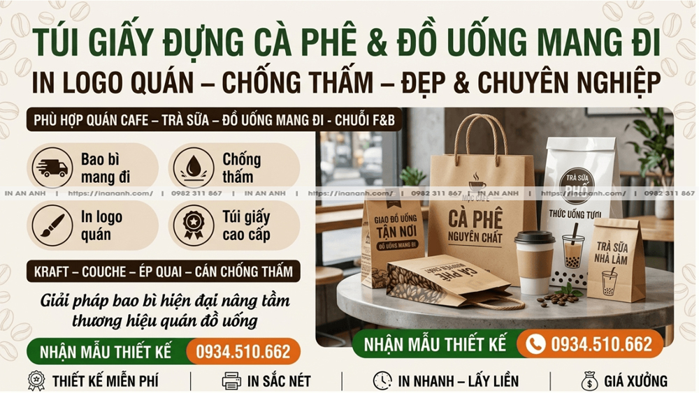 Túi Giấy Đựng Cà Phê, Đồ Uống Mang Đi