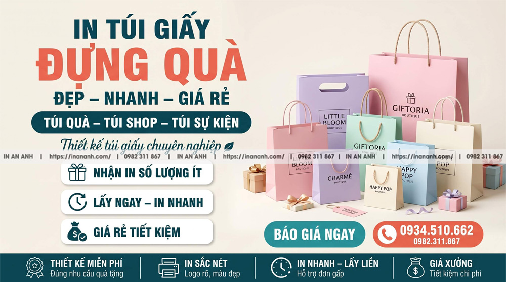 Túi Giấy Đựng Quà, Quà Tặng - Sang Trọng, In Logo, Đủ Size