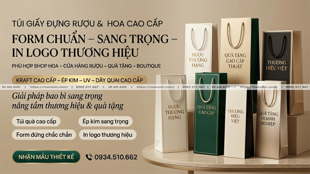 Túi Giấy Đựng Rượu, Hoa Cao Cấp Sang Trọng