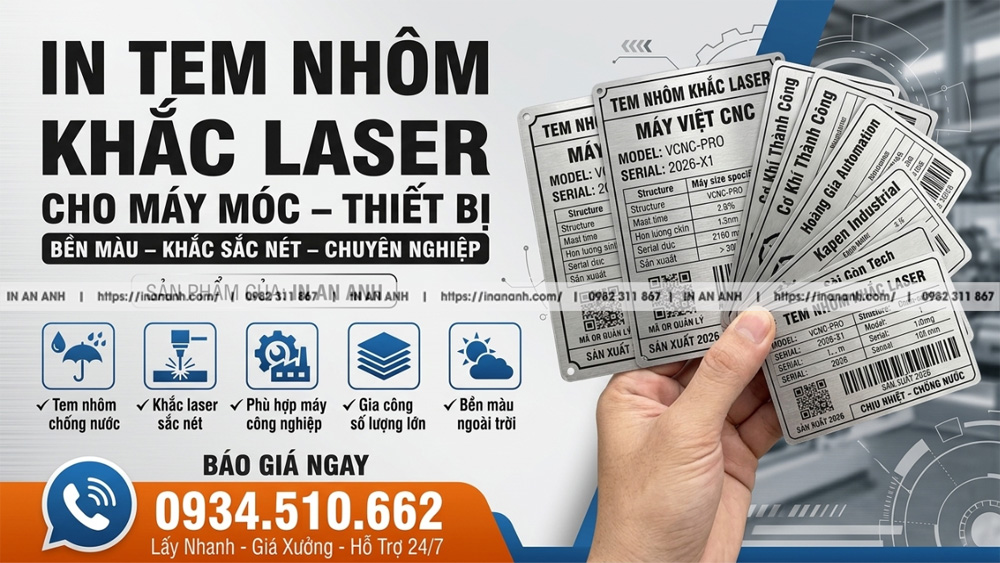 Tem nhôm khắc tại xưởng