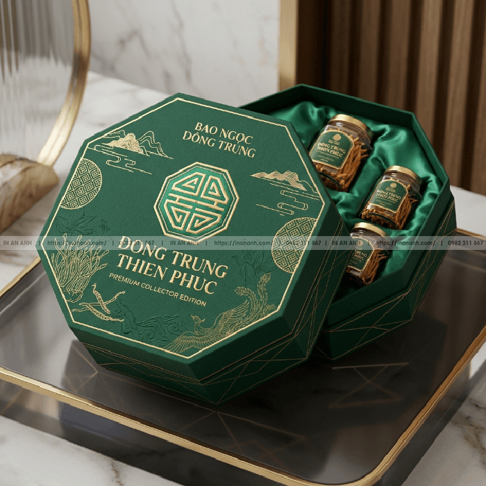 Hộp cứng đựng yến sào âm dương khay lụa đỏ