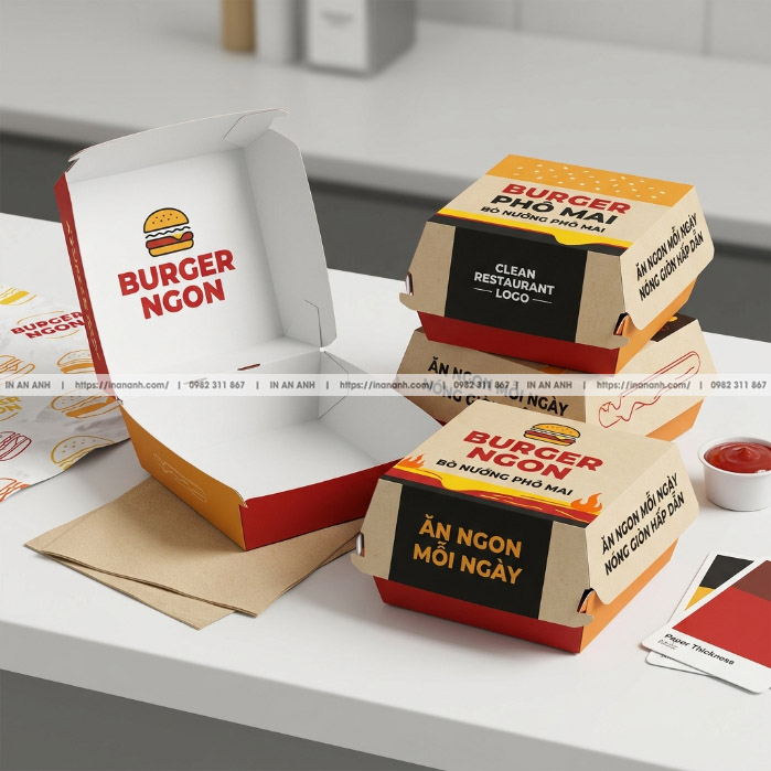 In Hộp Fast Food Logo Thương Hiệu