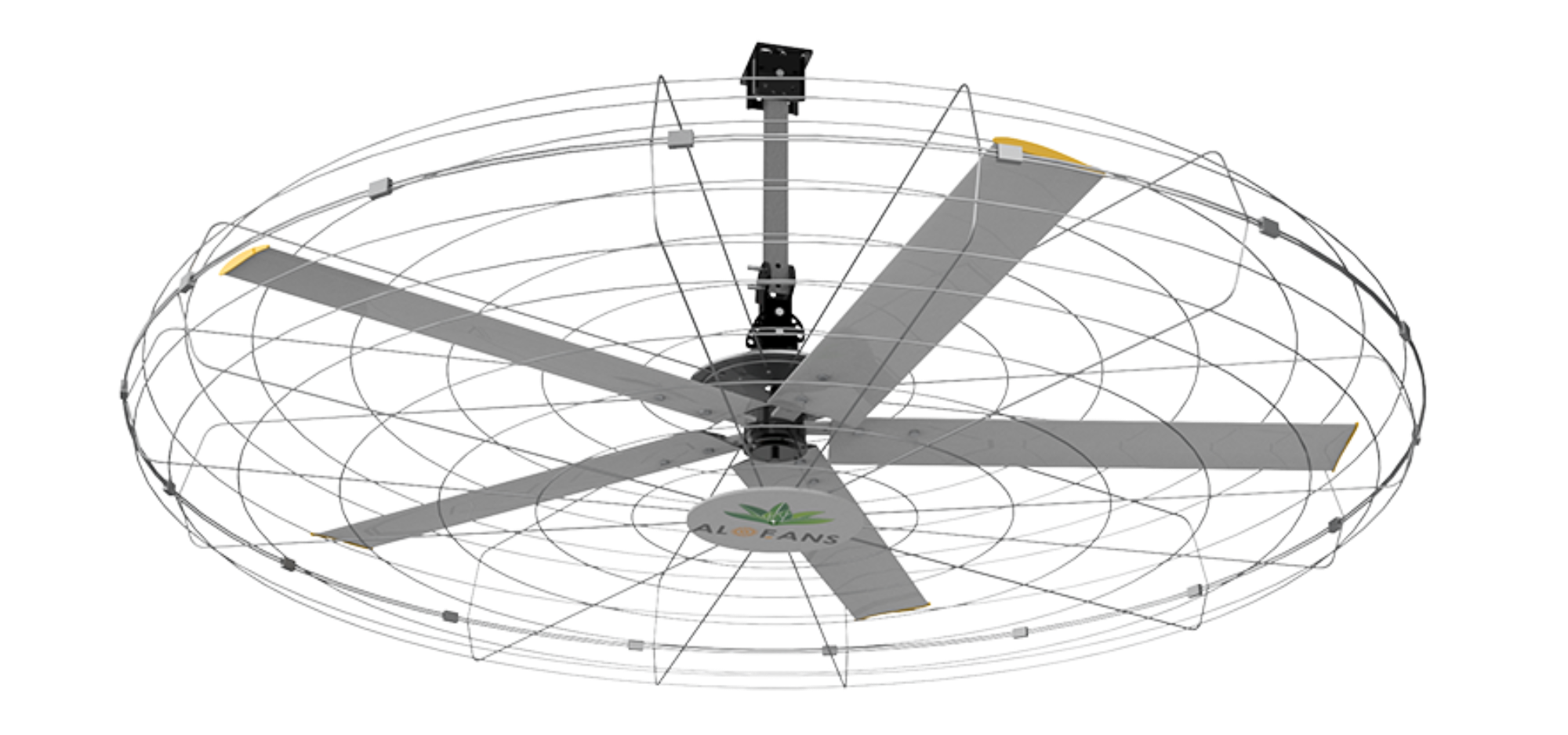 Quạt gắn tường sải cánh rộng, tốc độ chậm, lưu lượng lớn HVLS